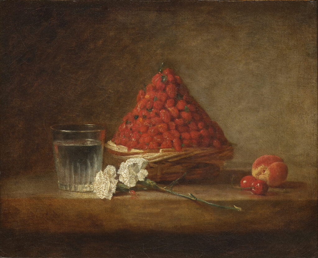 Jean-Baptiste Siméon Chardin (1699-1779), Le panier de fraises des bois, vers 1761. Huile sur toile, 38 x 46 cm. Signé « Chardin » en bas à gauche. Adjugé 24,3 M€ chez Artcurial le 23 mars dernier. © Artcurial