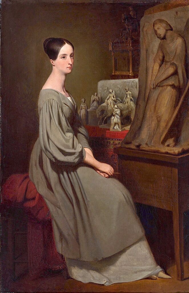 Ary Scheffer (1795-1858), Portrait de la princesse et sculptrice Marie d’Orléans (1813-1839) dans son atelier, 1839. Huile sur toile, 63,5 x 41 cm. © musée des Beaux-Arts d’Orléans