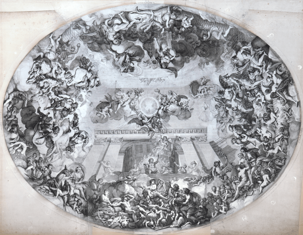 Gérard Audran (1640-1703), d’après Charles Le Brun (1619-1690), Le Palais du Soleil, 1681. Eau-forte et burin, 81 cm. Sceaux, musée du domaine départemental de Sceaux. © Musée du domaine départemental de Sceaux
