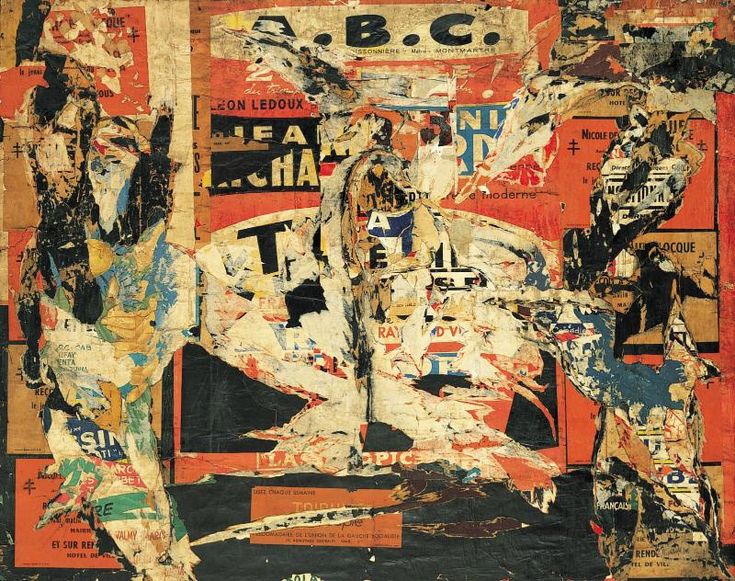 Jacques Villeglé, ABC, 4 mars 1959. Affiches lacérées marouflées sur toile, 150,4 × 188,7 cm. Paris, musée national d'Art moderne. © Centre Pompidou, Dist. Rmn-Gp
