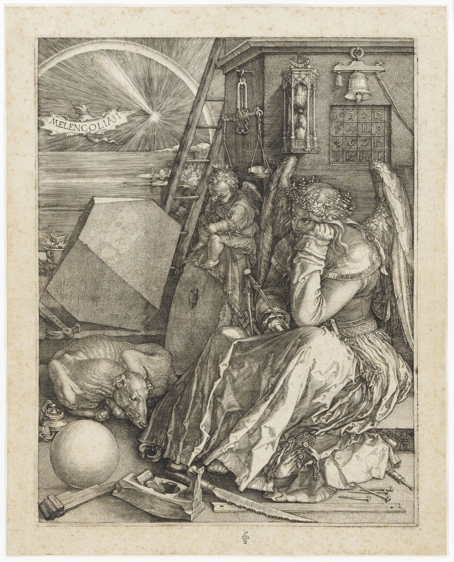 Albrecht Dürer (1471-1528), Melencolia I, 1514. Gravure sur cuivre au burin, 27 x 21,6 cm. Chantilly, musée Condé. Photo service de presse. © RMN-Grand Palais Domaine de Chantilly-René Gabriel Ojéda