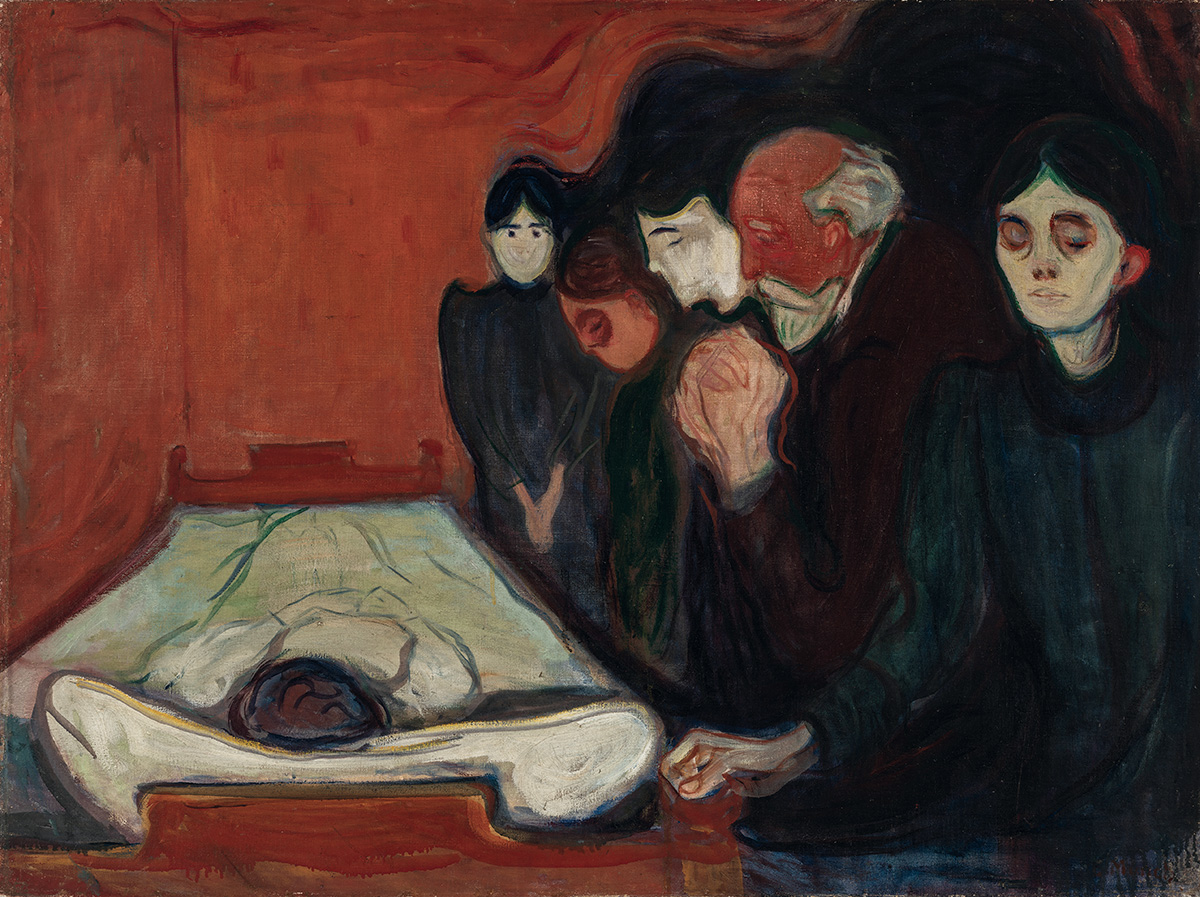 Edvard Munch (1863-1944), Près du lit de mort, 1895. Huile et détrempe sur toile non apprêtée, 90 x 120,5 cm. Bergen, KODE Bergen Art Museum. © Dag Fosse / KODE