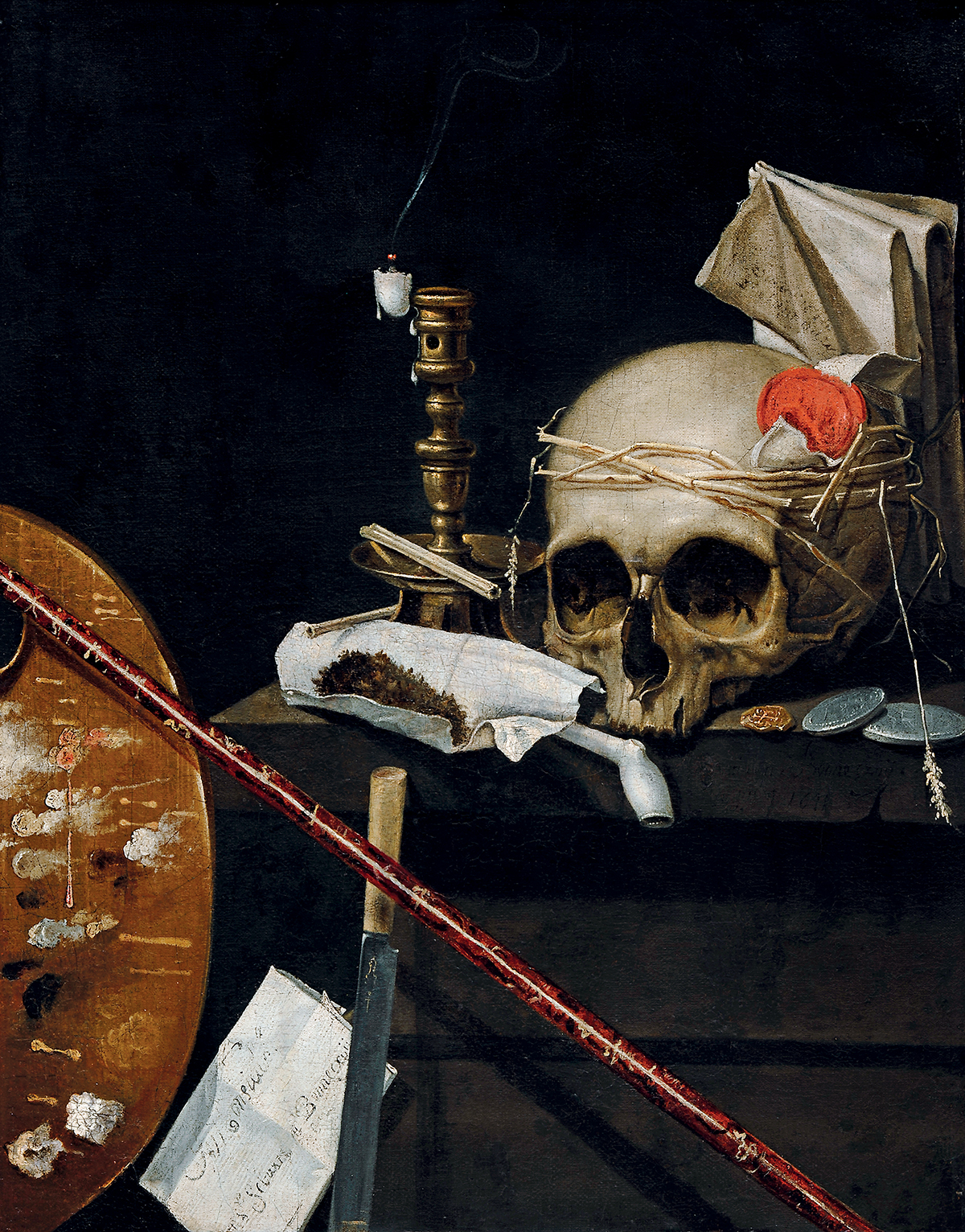  Sébastien Bonnecroy (v. 1618-1676), Vanité. Nature morte, 2e quart du XVIIe siècle. Huile sur toile, 50 x 40 cm. Strasbourg, musée des Beaux-Arts. Photo service de presse © Musées de la Ville de Strasbourg