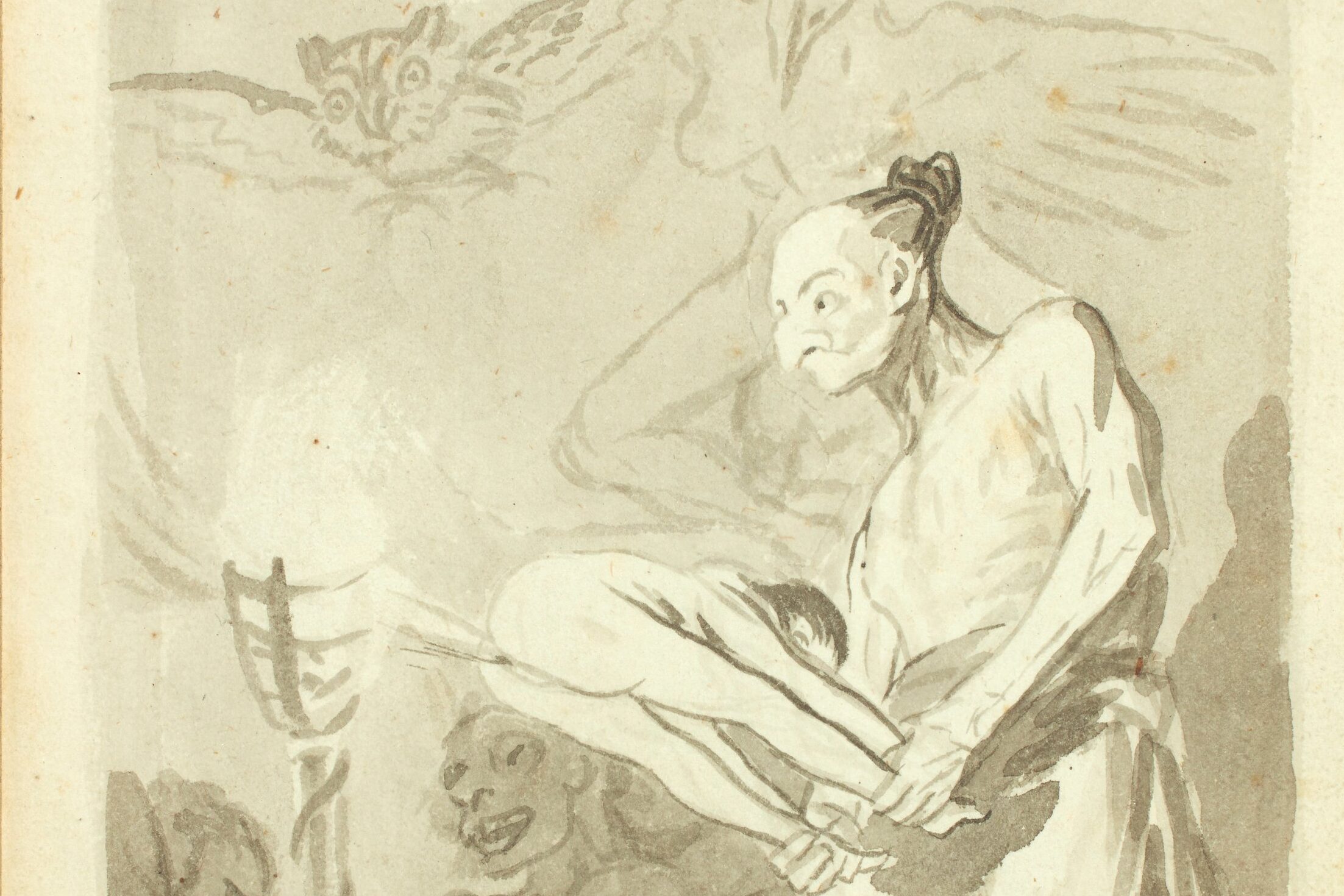 Francisco José de Goya y Lucientes (1746-1828), verso : La tia Chorriones enciende la oguera (La tante Chorriones allume le feu) (détail), 1796-1797. Lavis de sépia, 23 x 14 cm. Estimé : 800 000/1 000 000 €. Préempté 1 905 000 € (frais inclus) par le musée du Louvre. © DR