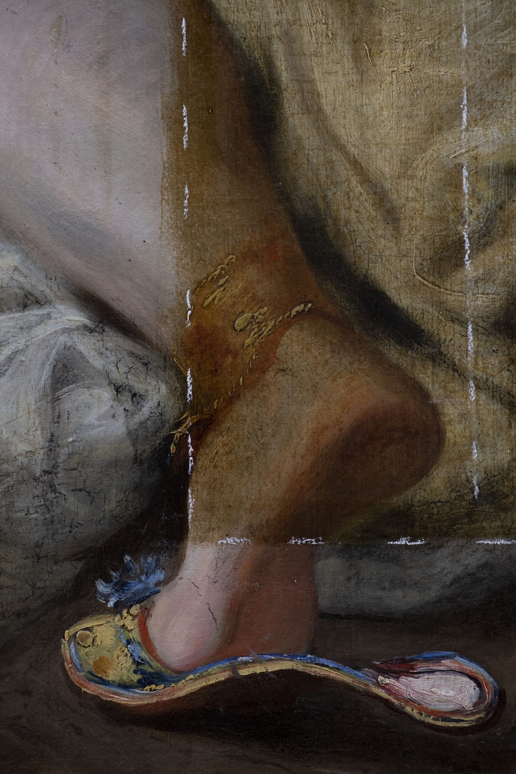 Eugène Delacroix (1798-1863), La Mort de Sardanapale (détail en cours de restauration, 15 novembre 2022), 1827. Huile sur toile, 392 x 496 cm. Paris, département des Peintures du musée du Louvre. © Arcanes