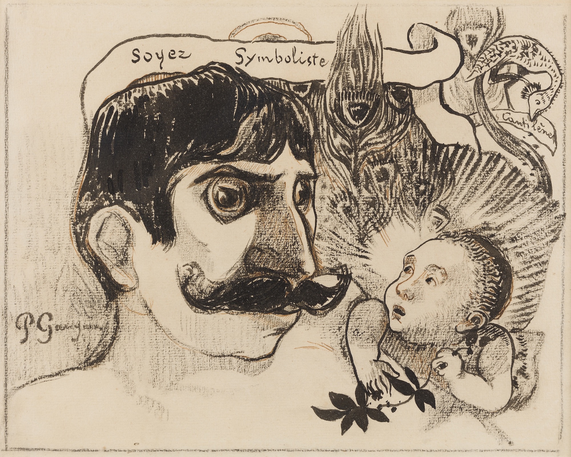 Paul Gauguin (1848-1903), Soyez Symboliste. Portrait de Paul Moréas, 1890-1891. Plume, encre noire, lavis et crayon, 25,4 x 28,2 cm. Estimé : 150 000/200 000 €. © SVV Ader