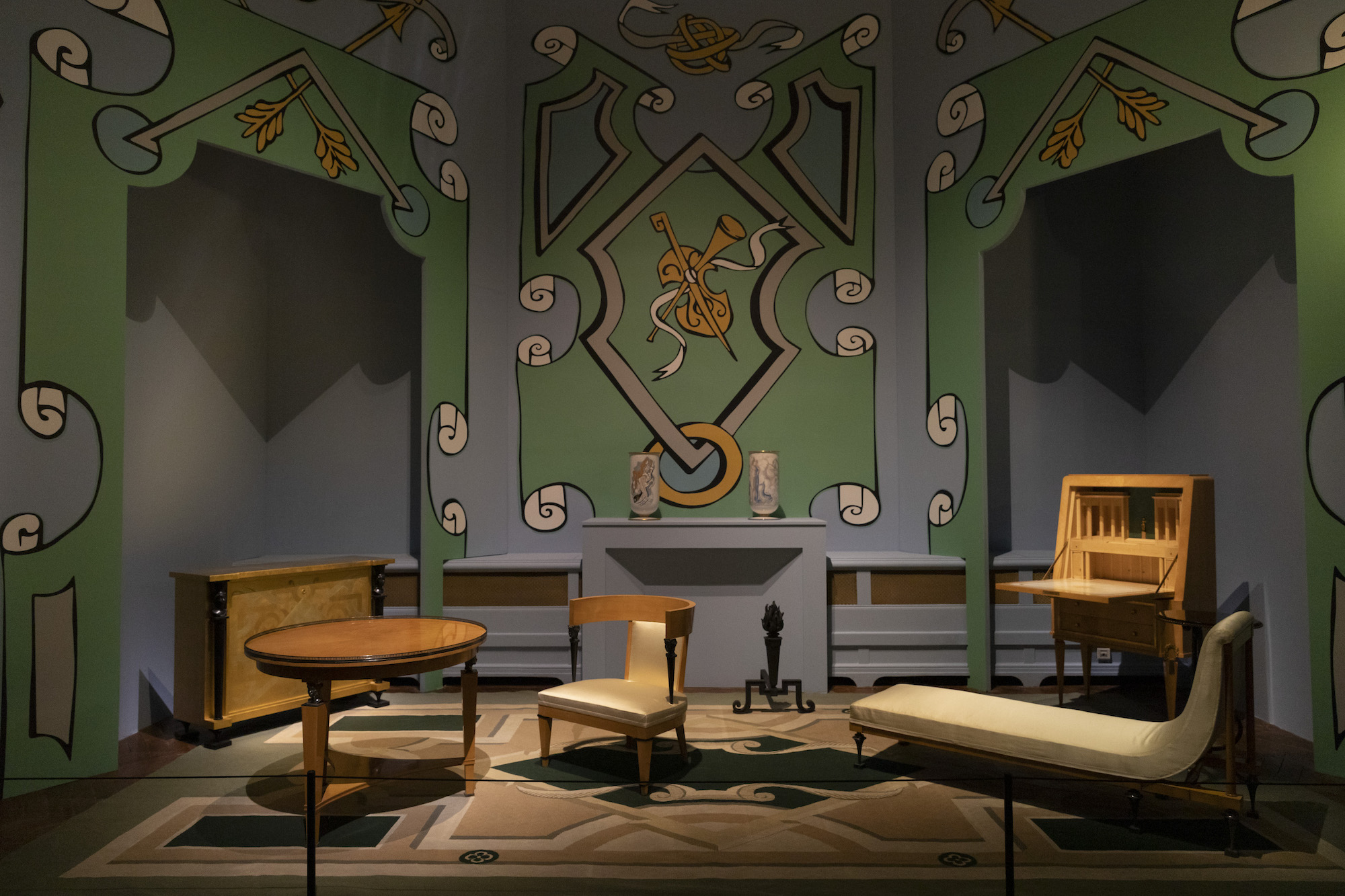Évocation de la « chambre du roi » meublée par André Arbus imaginée pour le premier étage de l'Élysée. © Mobilier national, Justine Rossignol