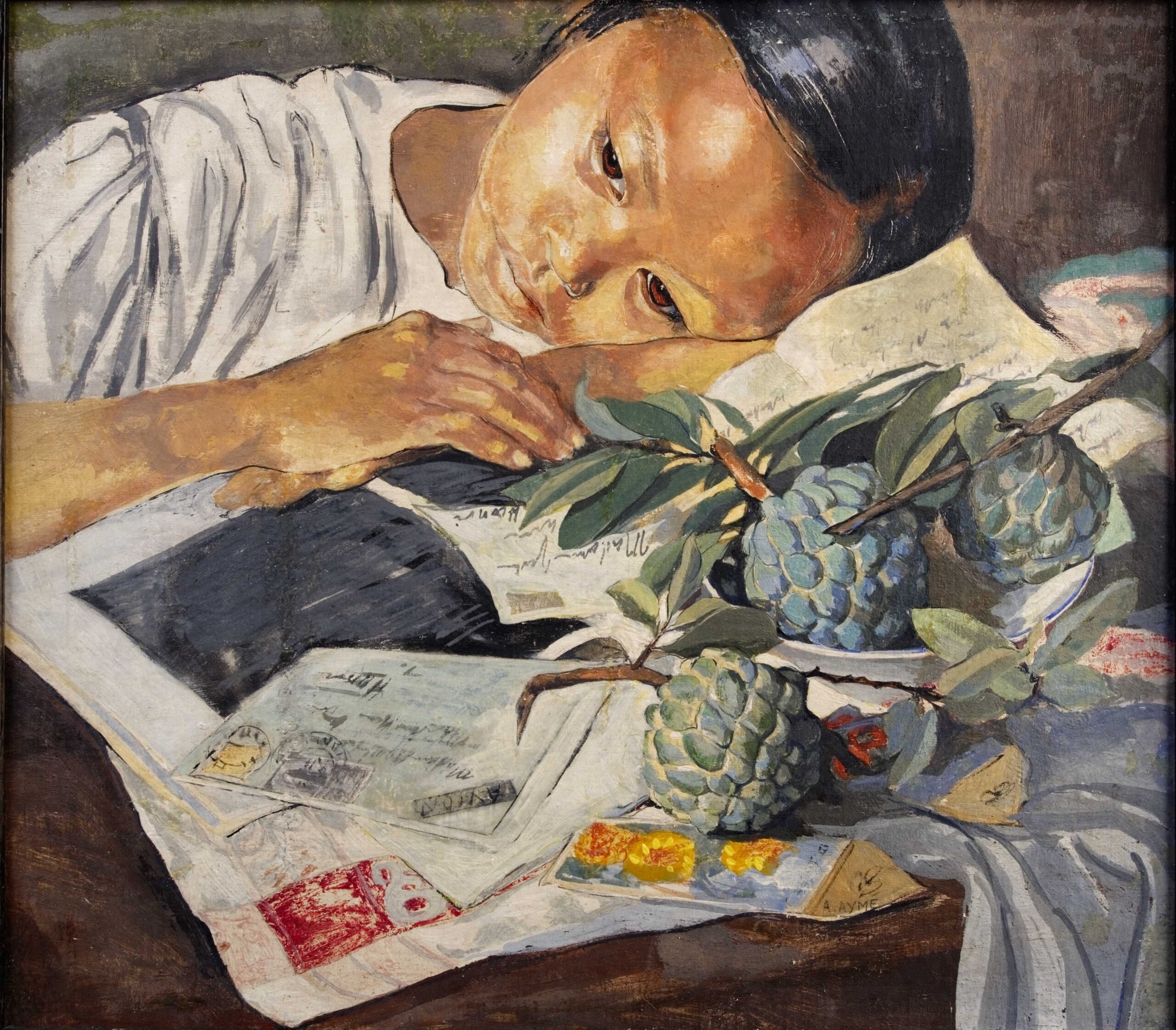 Alix Aymé (1894-1989), Jeune femme à la pomme cannelle, vers 1935. Tempera sur toile, 39,5 x 45 cm. Collection particulière, droits réservés. Photo service de presse. © Mirela Popa
