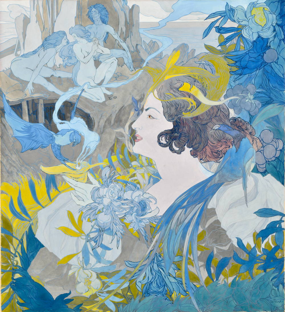 Georges de Feure (1868-1943), L’Amoureuse du mal, 1895-1896. Gouache et aquarelle sur papier, 60 x 55 cm. Paris/Tokyo/Osaka, galerie Taménaga. © Galerie Taménaga