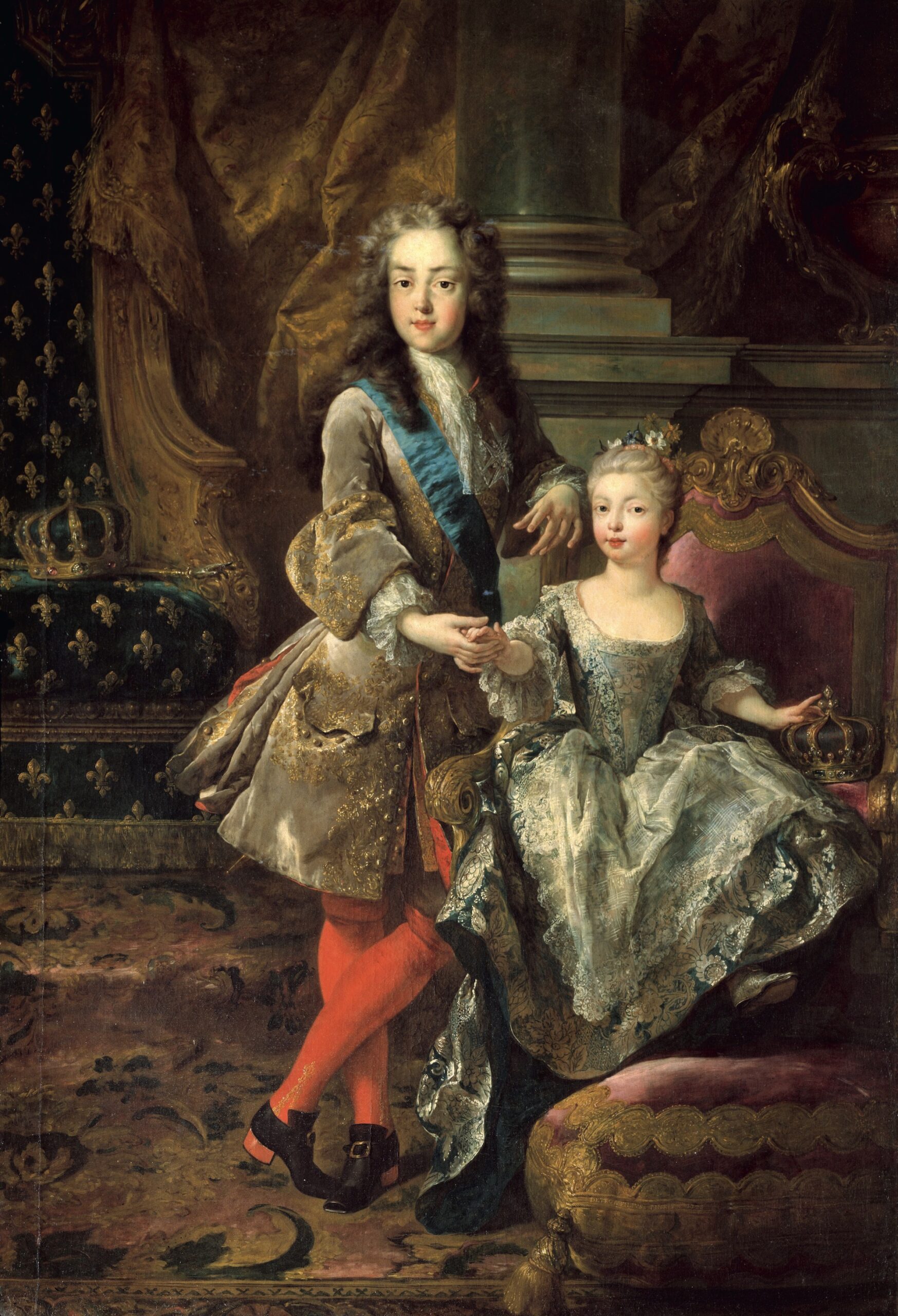 Jean-François de Troy (1679-1752),
Double portrait de Louis XV et de Marie- Anne-Victoire, infante d’Espagne, 1723. Huile sur toile, 195 x 129 cm. Florence, Palazzo Pitti.
© Akg-images / Nimatallah