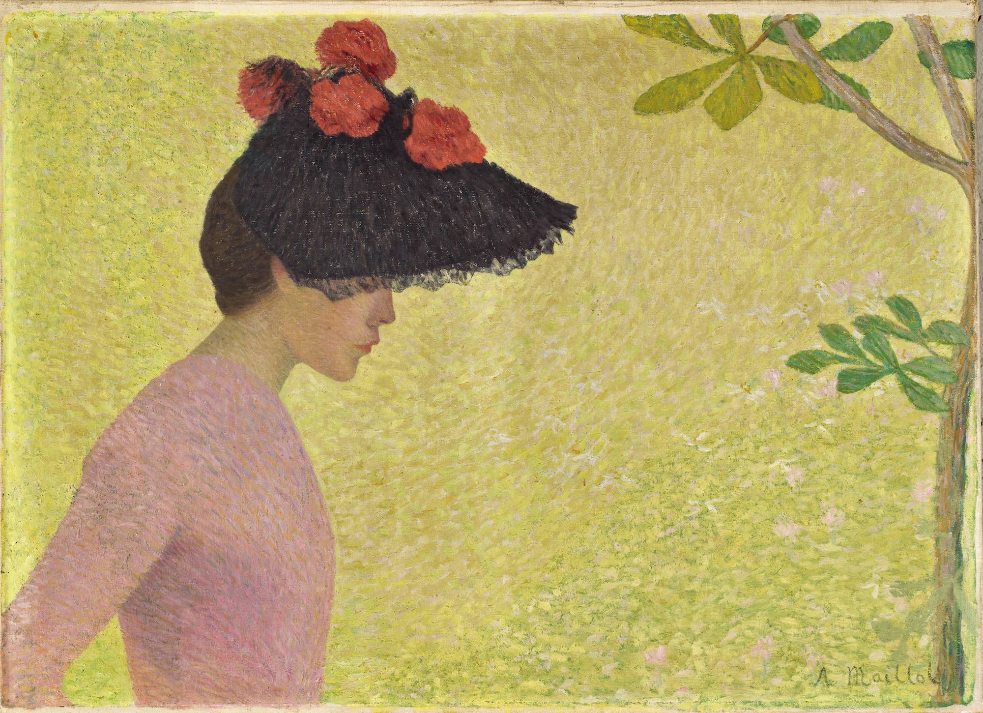 Aristide Maillol (1861-1944), Profil de jeune fille (portrait de Mlle Faraill ?), vers 1890. Huile sur toile, 73,5 x 103 cm. Paris, musée d’Orsay, en dépôt au musée d’art Hyacinthe-Rigaud, Perpignan. Photo service de presse. © Musée d’Orsay – P. Schmidt