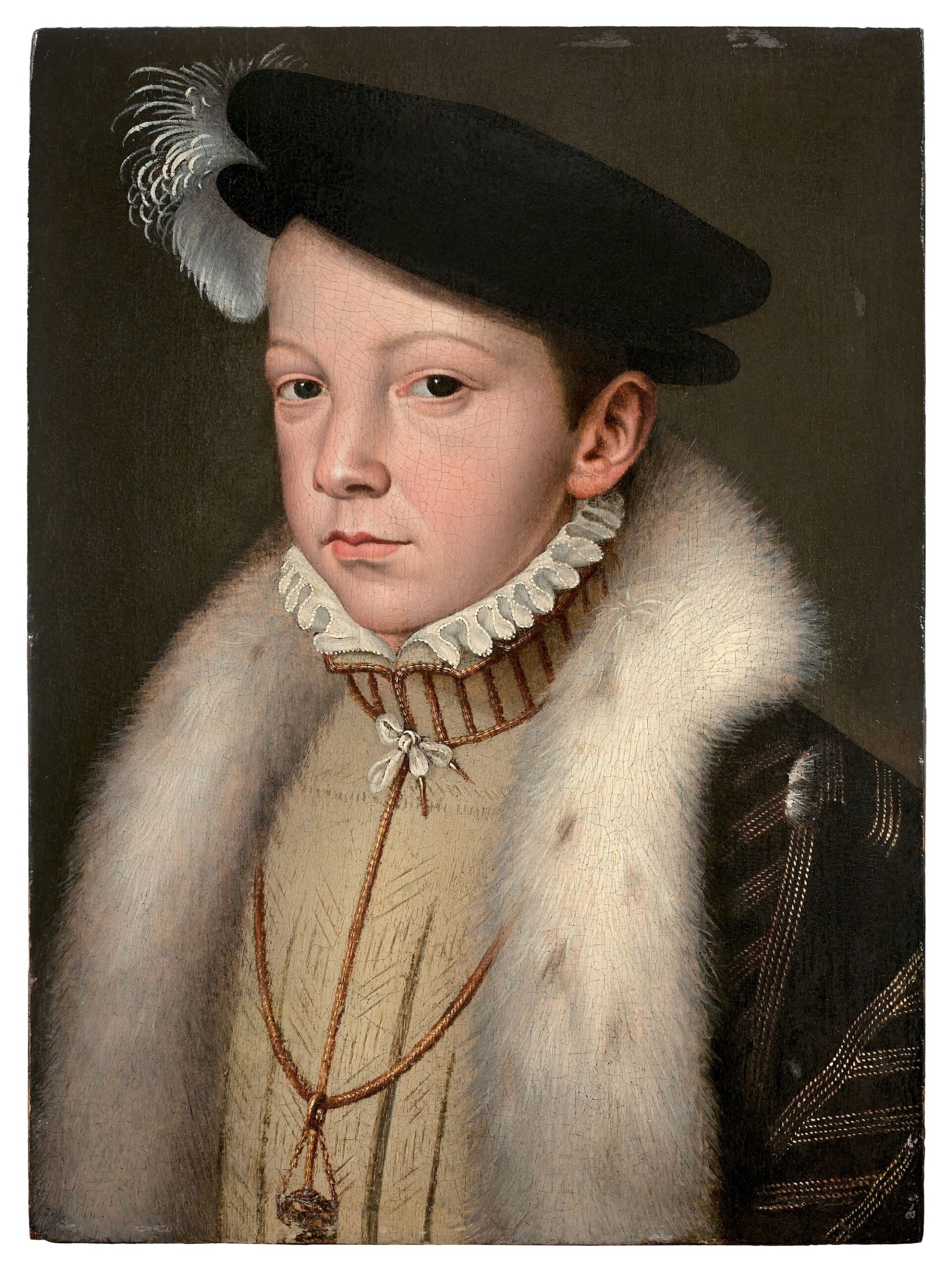François Clouet (vers 1515-1572), François II, roi de France (1544-1560), 1560. Huile sur chêne, 31,5 x 23 cm. Collection particulière, en dépôt à Chantilly, musée Condé. © Studio Sebert pour Artcurial