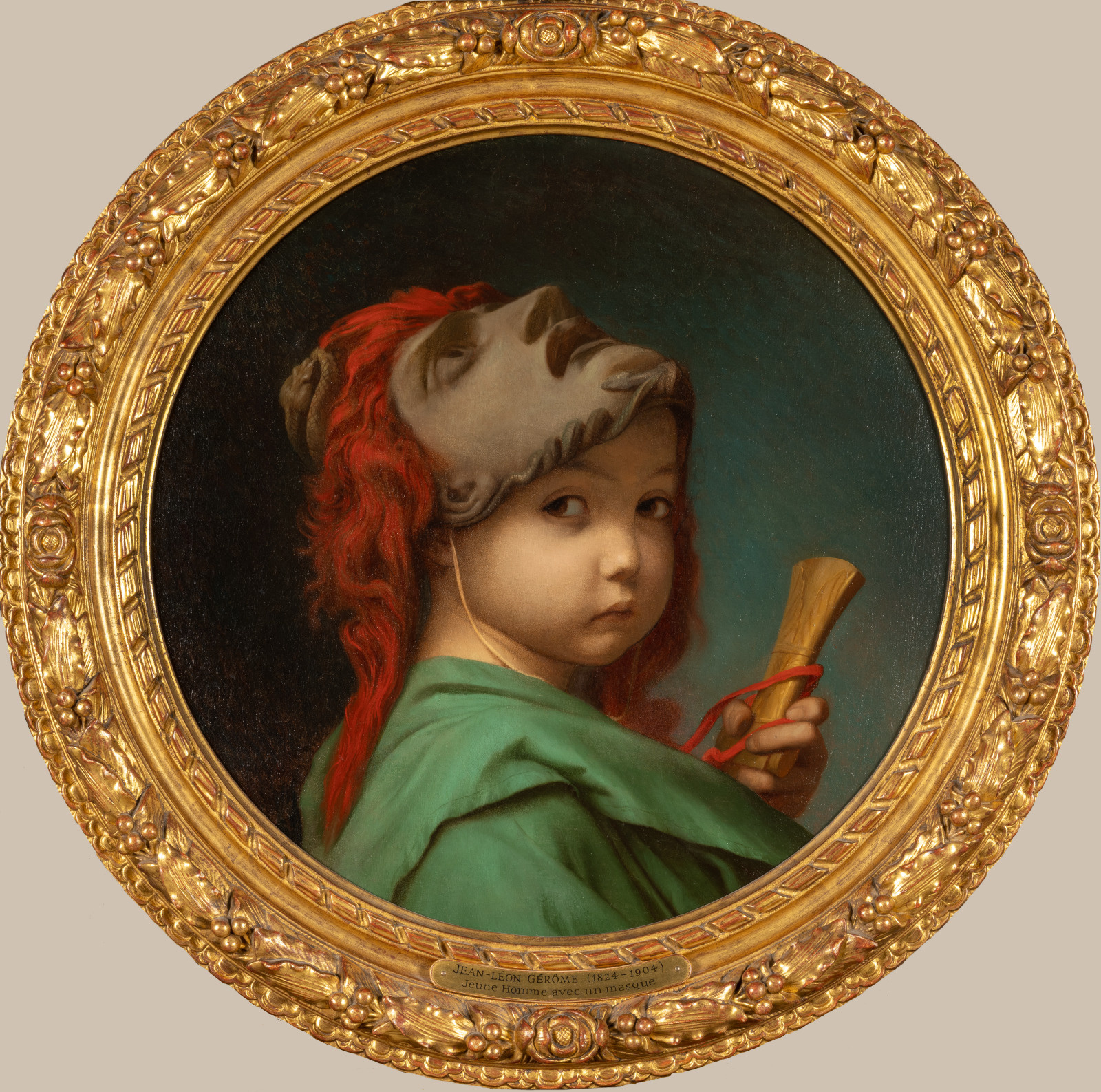 Jean-Léon Gérôme (1824-1904), Enfant au masque, entre 1840 et 1856. Huile sur toile, D. 50 cm. Paris, musée d’Orsay. Photo service de presse. © Musée d’Orsay, dist. RMN-GP / Sophie Crépy