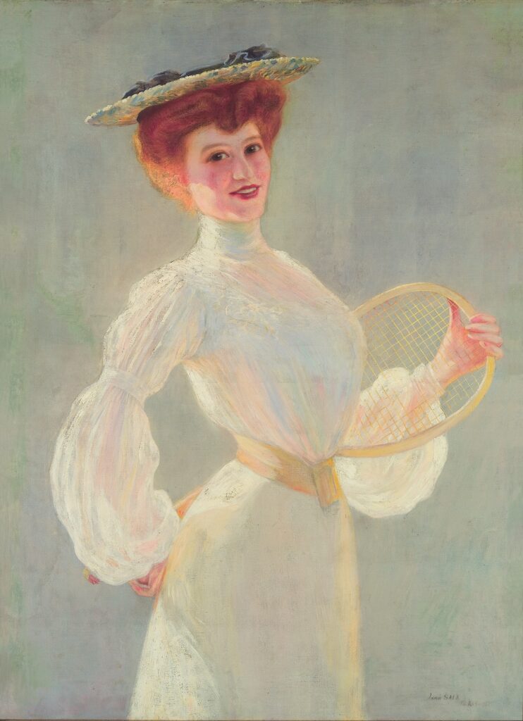 Jean Sala (1869-1918), Portrait de femme, la joueuse de tennis. Huile sur toile, 101 x 71,5 cm. Collection particulière. Photo service de presse. © Jean-Paul Morin