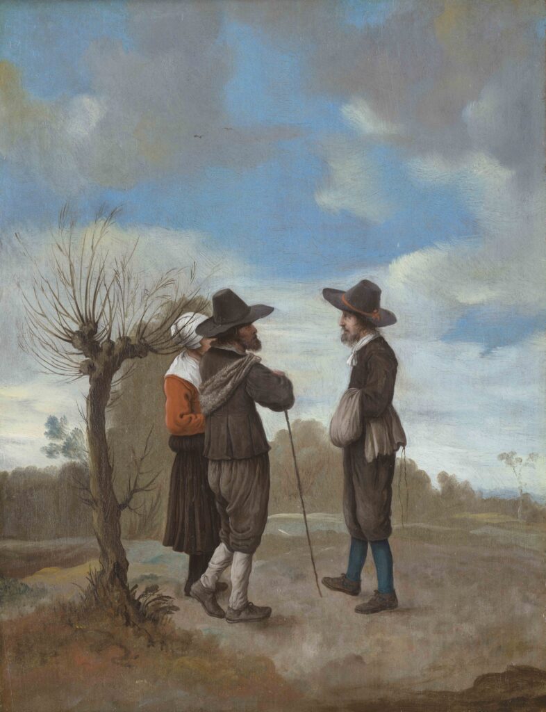Jacobus Vrel (1617-1681), Paysage avec deux hommes et une femme conversant, avant 1656. Huile sur bois, 37 x 28 cm. Vienne, Kunsthistorisches Museum. Photo service de presse. © KHM-Museumsverband