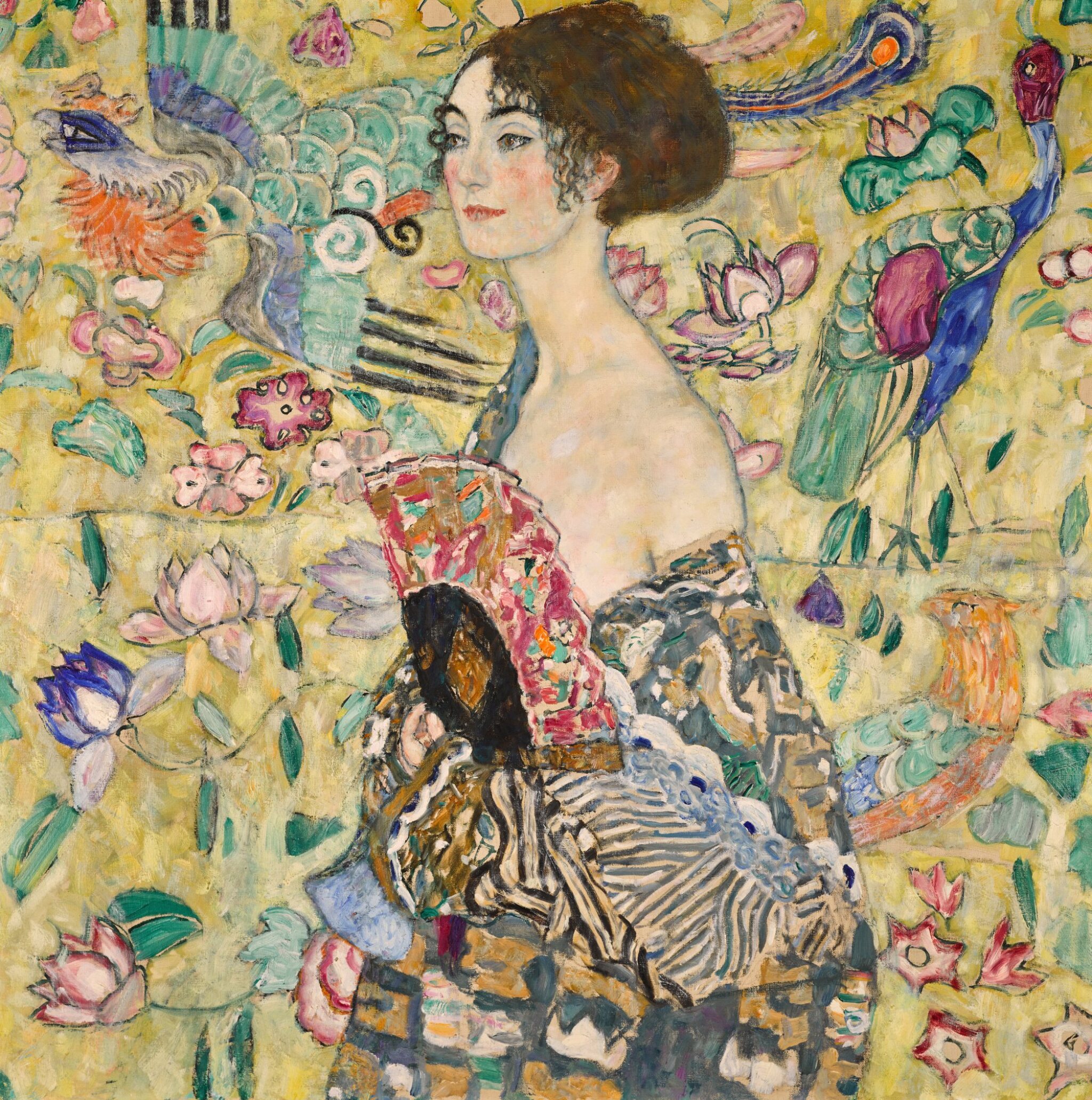 Gustav Klimt (1862-1918), La Dame à l’éventail, 1917-1918. Huile sur toile, 100 x 100 cm. Vente Sotheby’s Londres, 27 juin 2023. Adjugé £85,3 millions. Photo service de presse. © Sotheby’s