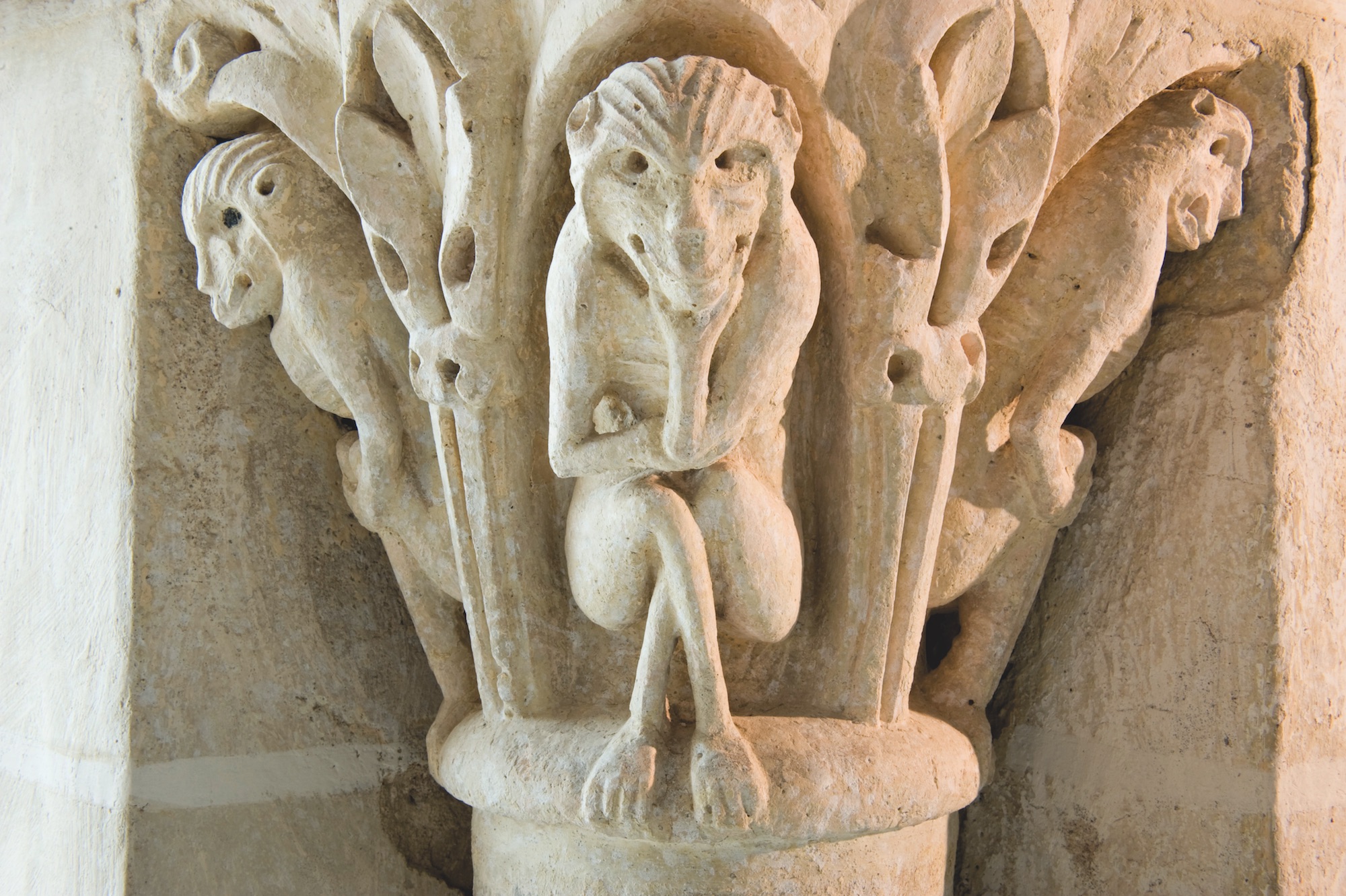Petit chapiteau d’une baie orientale
(première travée) du bras sud du grand transept de la Maior
Ecclesia. © Y. Travert / Akg-images