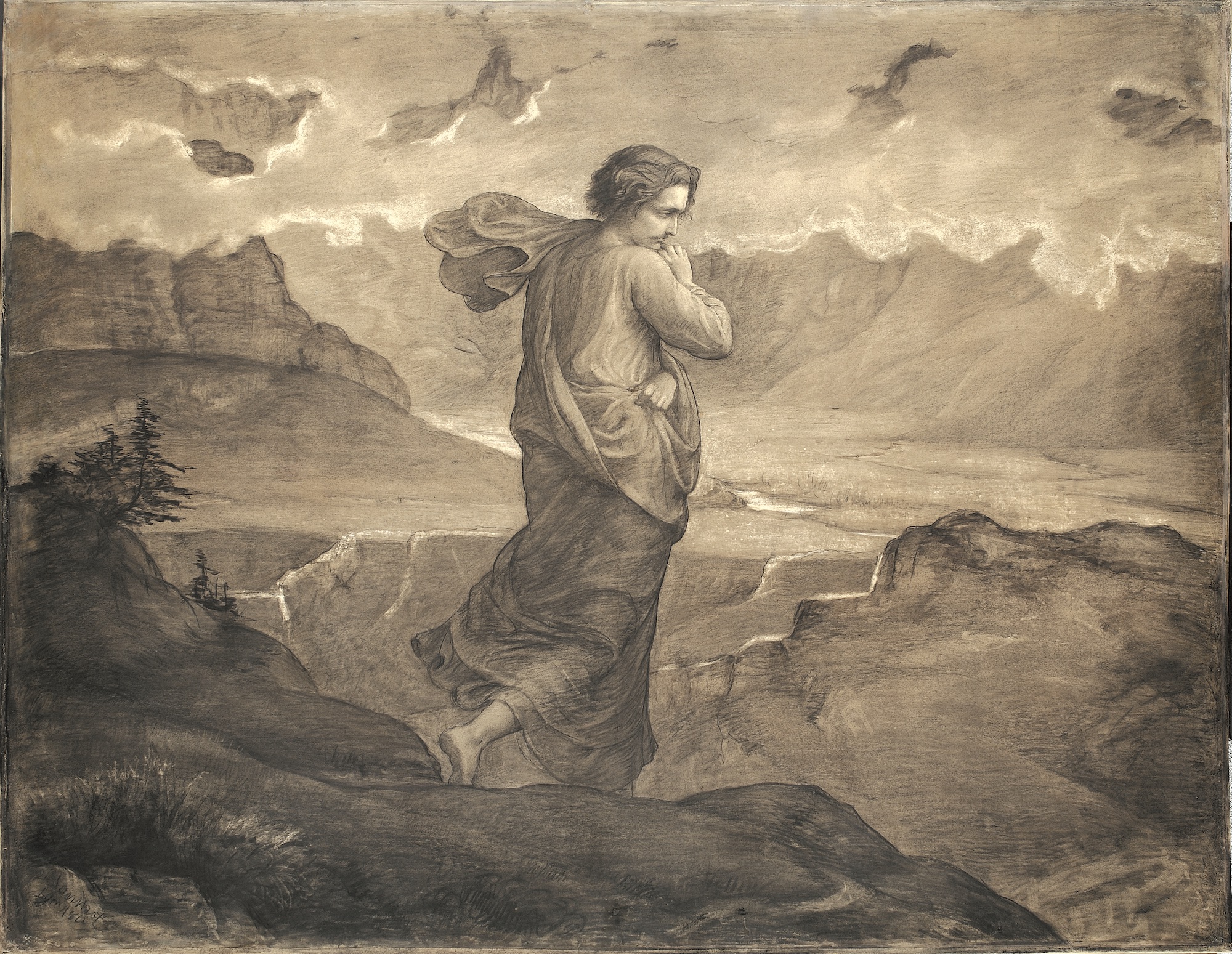Louis Janmot (1814-1892), Le Poème de l’âme. Le Doute, 1861. Fusain sur papier beige entoilé, 114 x 147 cm. Lyon, musée des Beaux-Arts de Lyon. © Lyon MBA - Photo Alain Basset 