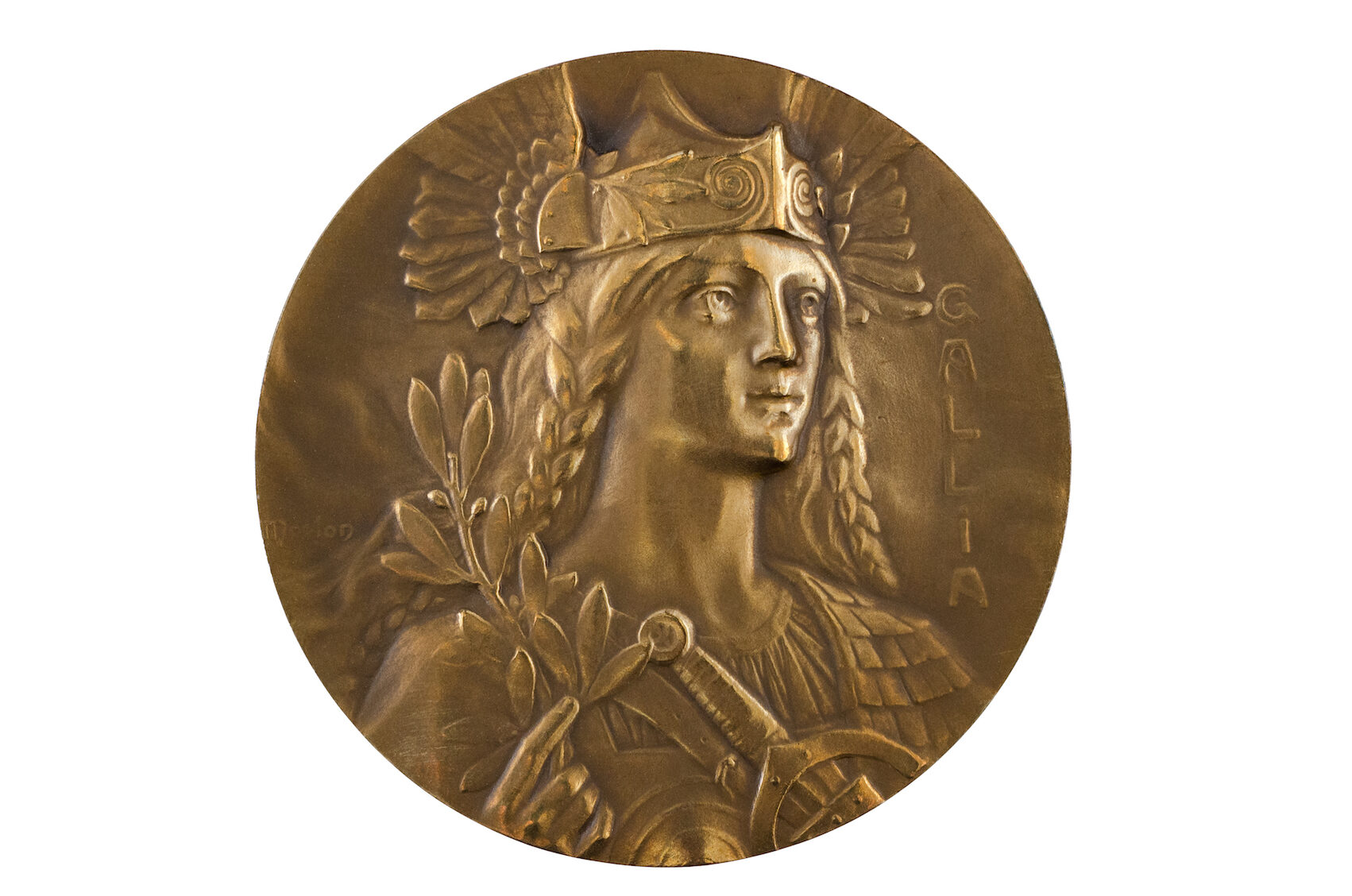 Pierre-Alexandre Morlon (1878-1951), Gallia, 1907. Médaille en bronze. Collection particulière. Photo service de presse. © B. Mahuet, musée des Ursulines de Mâcon