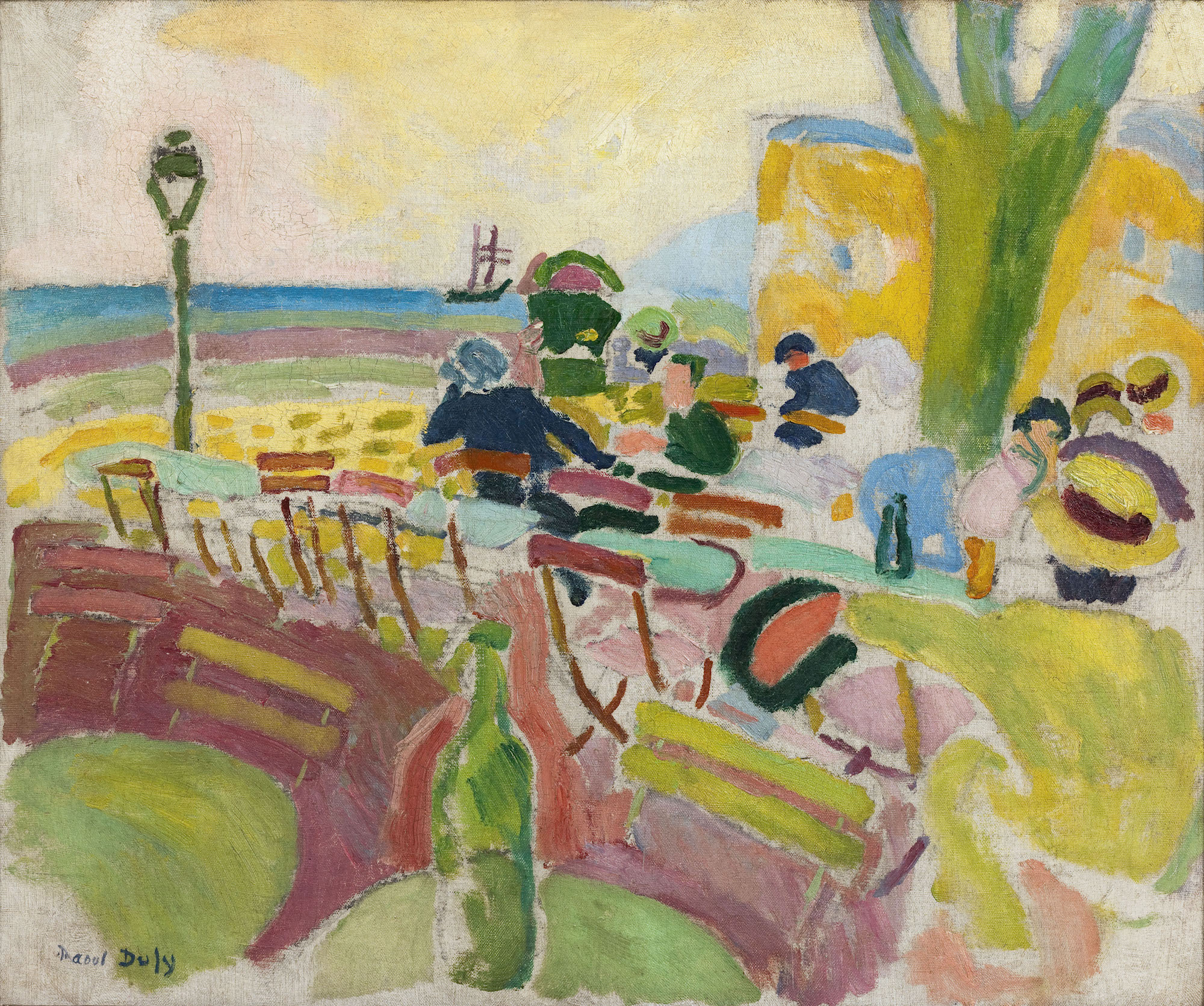 Raoul Dufy (1877-1953), La terrasse sur la plage, 1907. Huile sur toile, 46 x 55 cm. Paris Musées / musée d’Art moderne de Paris. Photo service de presse. © Adagp, Paris, 2023