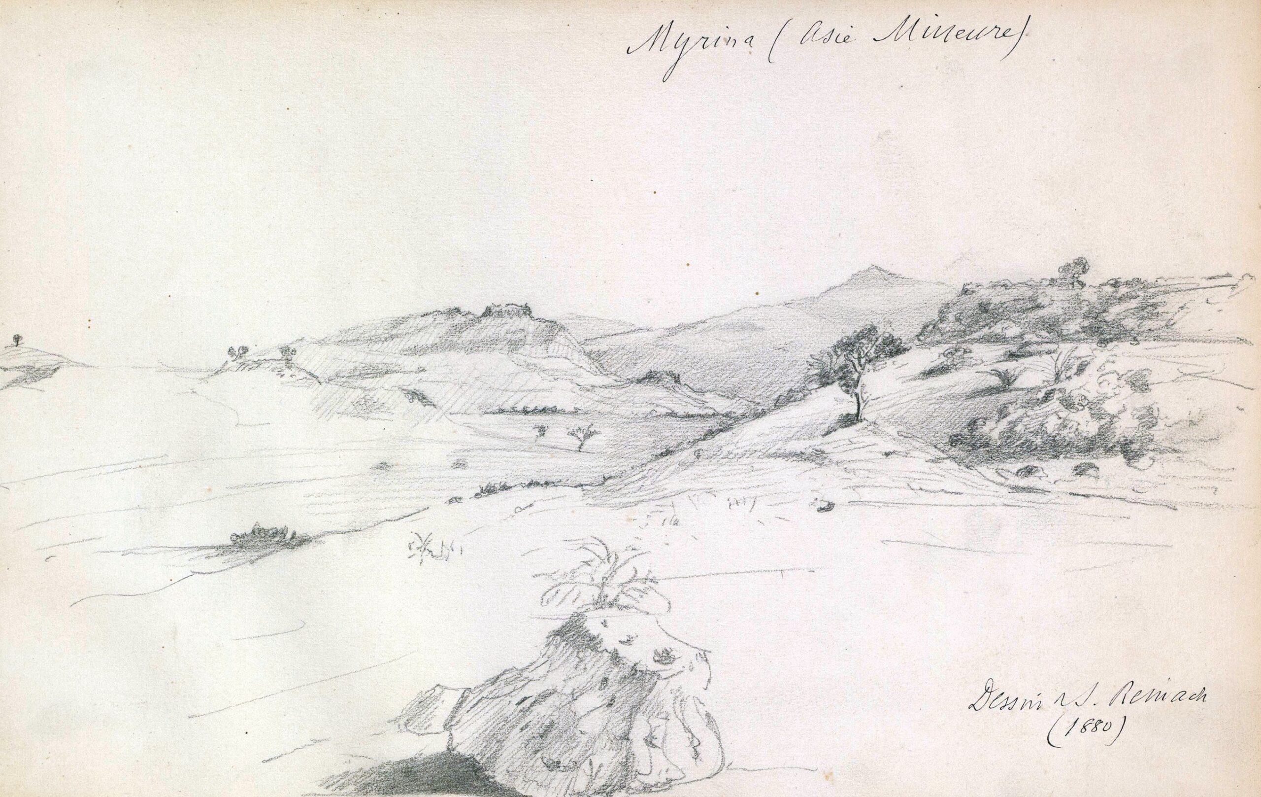 Myrina, dessin de Salomon Reinach, 1880. MAN, centre des archives, Album noir 38D2 « Myrina, Crète ».
