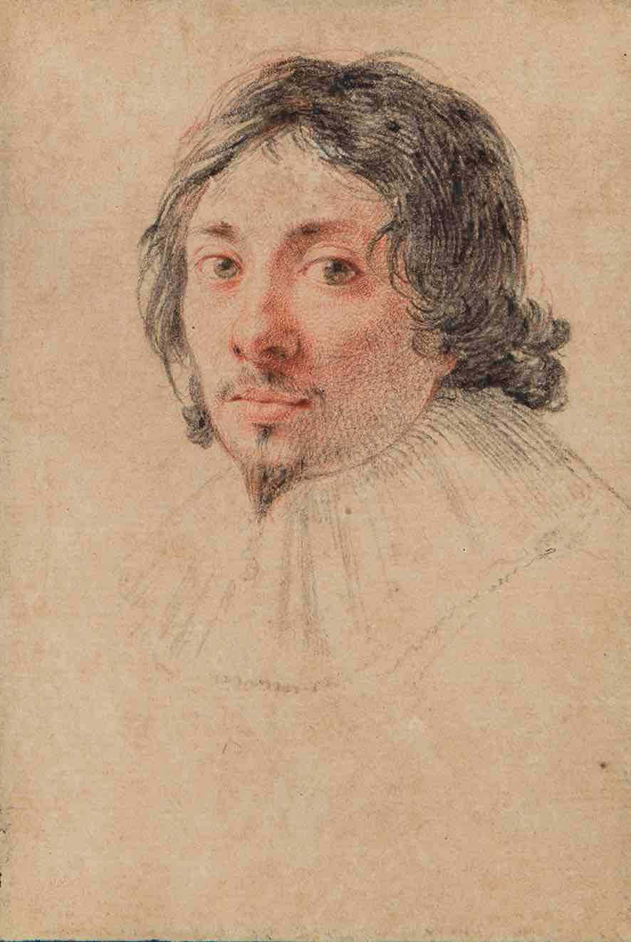 Claude Mellan (1598-1688), Portrait de Monsieur de Creil, 1625-1626. Craie noire et rouge, avec bordure à l’encre noire, 12,8 x 8,8 cm. Inscriptions au verso en craie noire, en bas à gauche, et en graphite. © W.M. Brady & Co