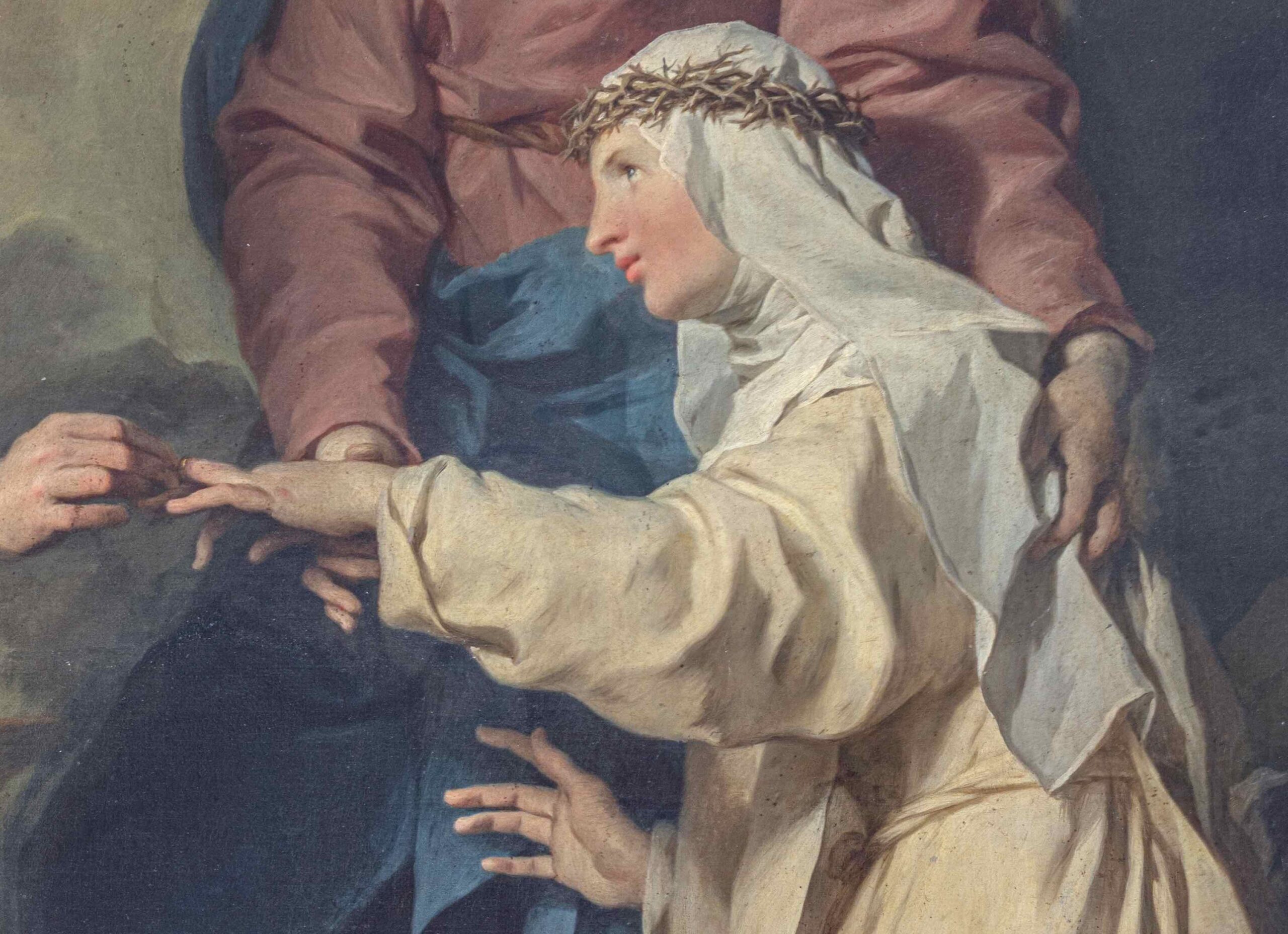 Pierre Subleyras (1699-1749), Le Mariage mystique de sainte Catherine de Ricci (1523-1590), Rome, 1745-1746. Huile sur toile, 175 x 250 cm. Signé en bas sur les marches « P. SubleyrasPinx. 1746 ». Benappi Fine Art, Londres.