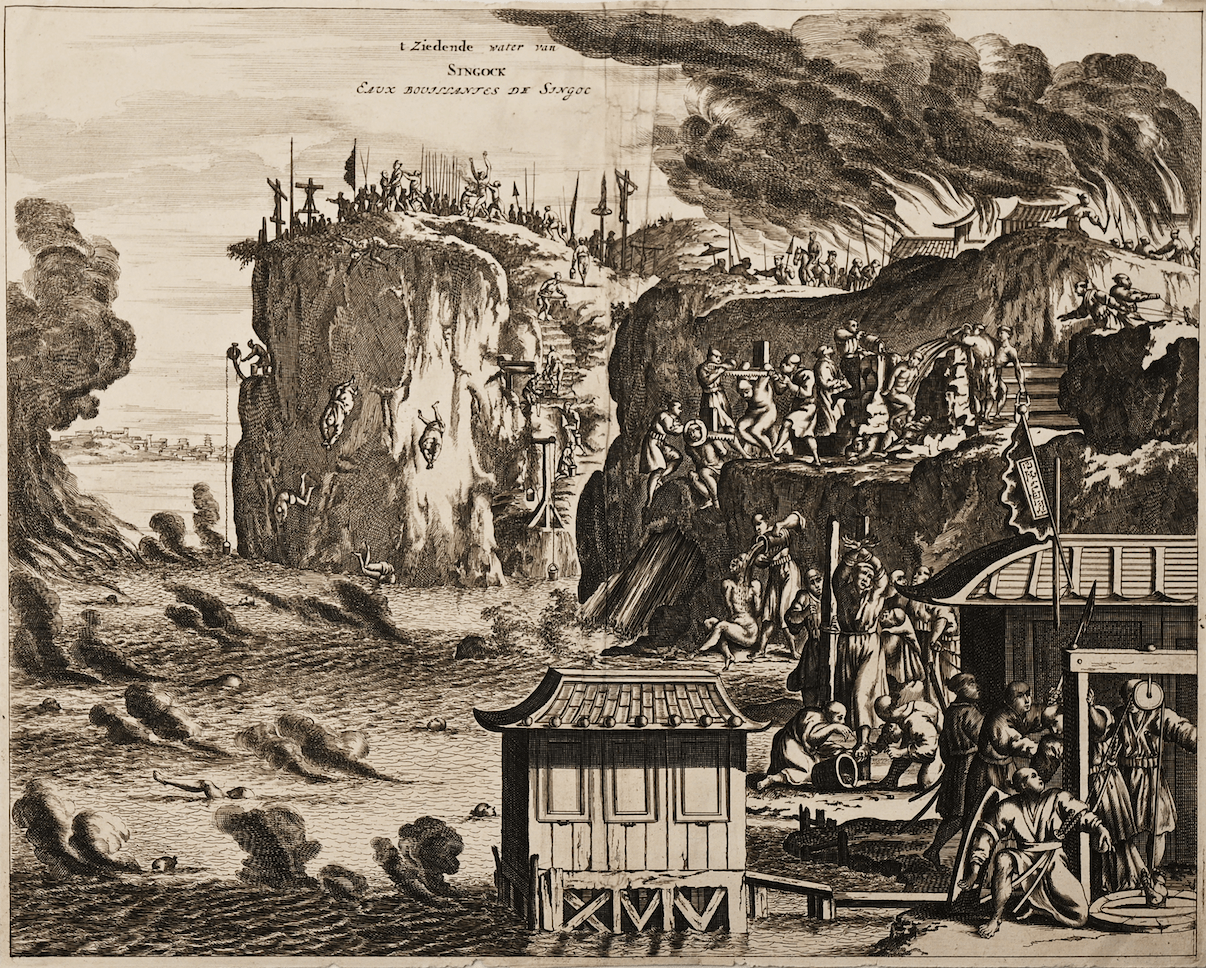 Eaux sulfureuses de Unzen, vers 1680. Gravure. Collection particulière. © MEP