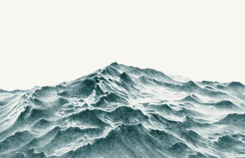 Raphaël Decoster, Ce qu’on entend depuis la montagne, 2020, lithographie sur papier, Bruno Robbe.