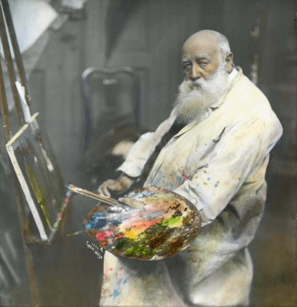 Anders Beer Wilse, Christian Krohg, 1918. Diapositive coloriée à la main. Oslo, Norsk Teknisk Museum.