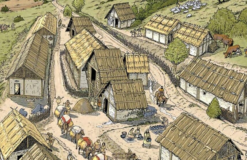 Reconstitution d'un quartier du village de Brigue-Glis (Valais) vers 600 avant notre ère.