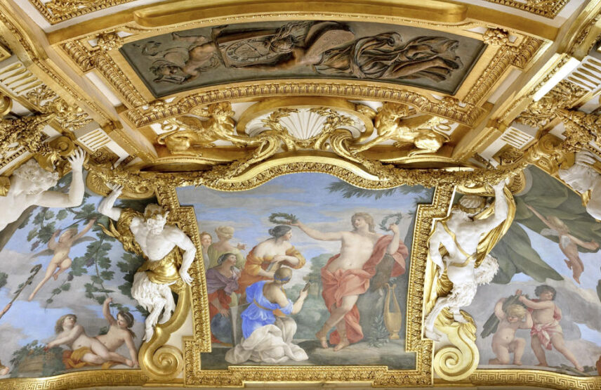 Giovanni Francesco Romanelli, Apollon et les Muses, 1625-1650. Composition à la voûte de l’antichambre ou salle des Saisons de l’appartement d’été d’Anne d’Autriche.