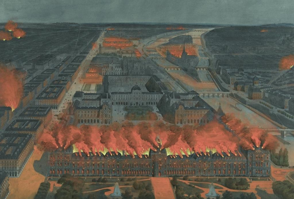 Anonyme, Panorama de Paris. Incendie des Tuileries, 24 mai 1871. Estampe. Paris, musée Carnavalet – Histoire de Paris.