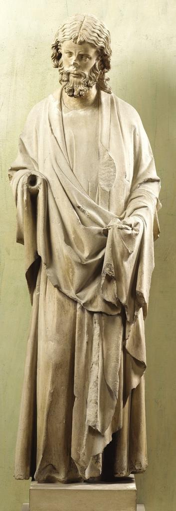 Apôtre mélancolique, Sainte-Chapelle de Paris. Calcaire avec traces de polychromie, 165,5 x 52 x 43 cm.