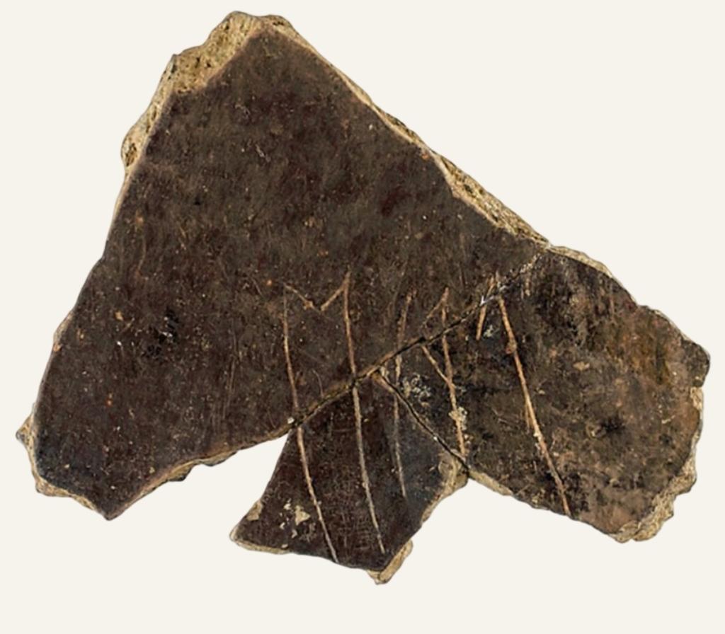 Fragment de coupe en céramique locale inscrite de Montmorot (Jura), première moitié du VIᵉ siècle avant notre ère.