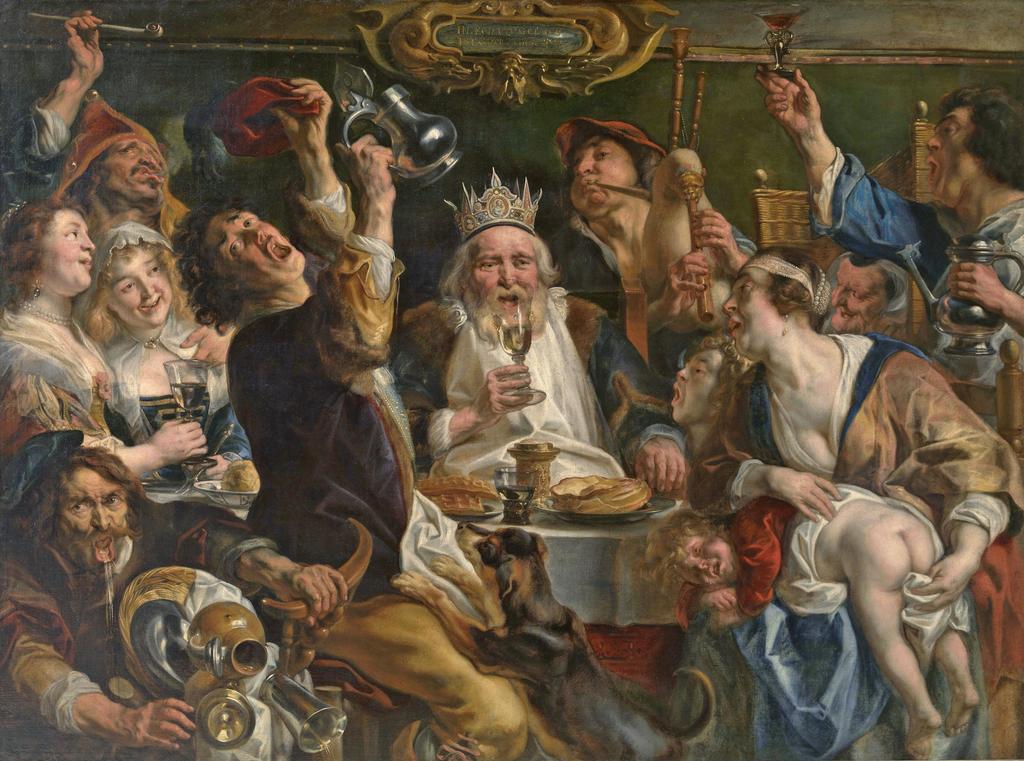Jacob Jordaens (1593-1678), Le roi boit !, vers 1638-1640. Huile sur toile, 156 x 210 cm. Bruxelles, Musées royaux des Beaux-Arts de Belgique.