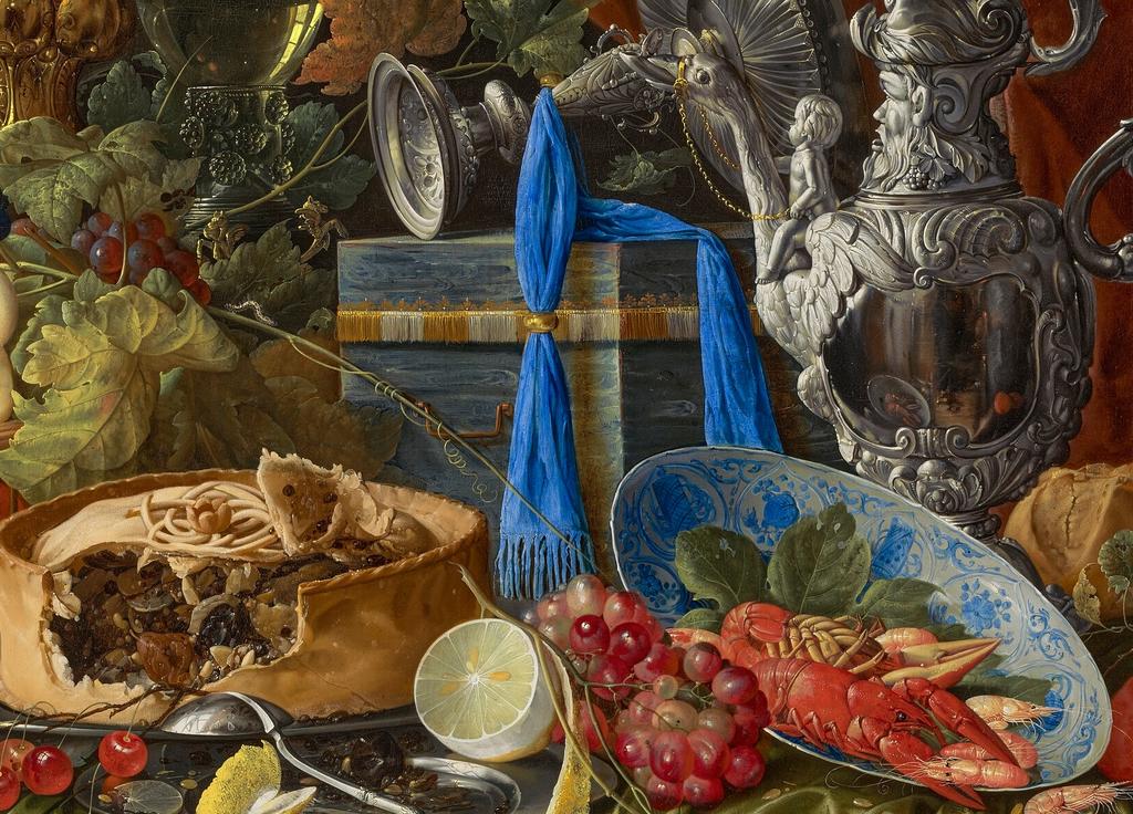 Jan Davidsz. de Heem (1606-1684), Nature morte aux nombreux objets (détail). Huile sur toile, 75,3 x 112,7 cm. Signé et daté 1649. Vente Londres, Christie’s, 1ᵉʳ juillet 2025. Estimé : 3/5 M£. Adjugé : 3 670 000 £ (4 254 392 € frais inclus).