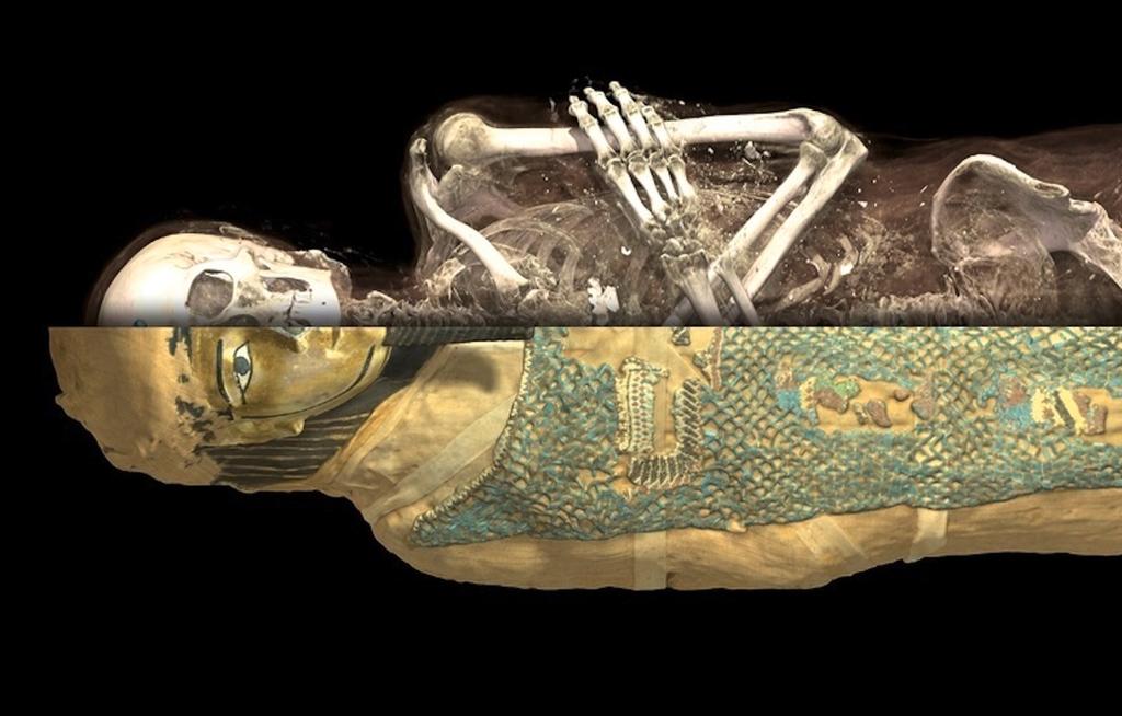 Momie d’Irthorru. Basse Époque, XVIᵉ dynastie, vers 600 avant notre ère, EA 20745.