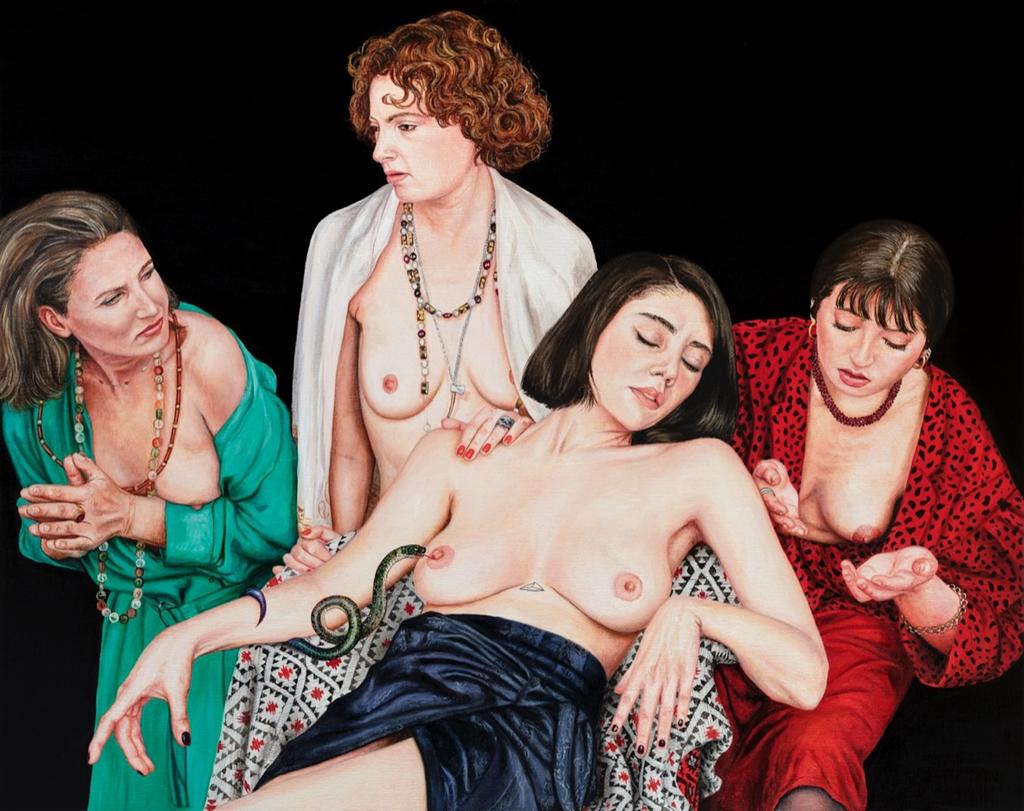 Nazanin Pouyandeh, La Mort de Cléopâtre, 2022. Huile sur toile. Collection particulière.