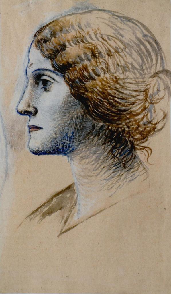 Pablo Picasso (1881-1973), Olga, 1919. Crayon, encre, aquarelle et gouache sur papier, 14,5 x 9 cm. Collection privée.