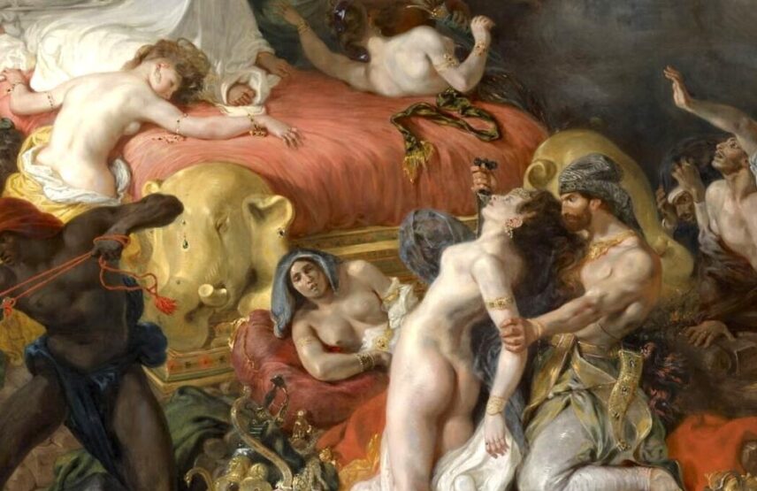 Eugène Delacroix (1798-1863), La Mort de Sardanapale (détail), état après restauration (septembre 2023). Huile sur toile, 392 x 496 cm. Paris, musée du Louvre, département des Peintures.