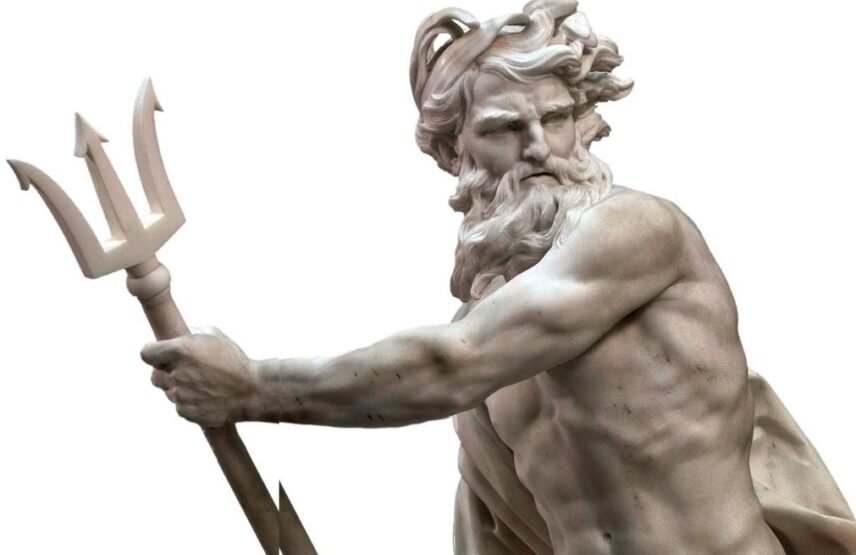 Lambert Sigisbert Adam, Neptune calmant la tempête accompagné d’un triton (détail), 1737. Marbre, 85 x 59 x 48 cm. Paris, musée du Louvre. 