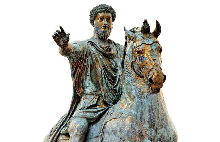 La statue équestre de Marc Aurèle (détail). C’est la seule en bronze de la Rome antique parvenue jusqu’à nous. Rome, Musées capitolins. Bronze, 4,24 m de haut.
