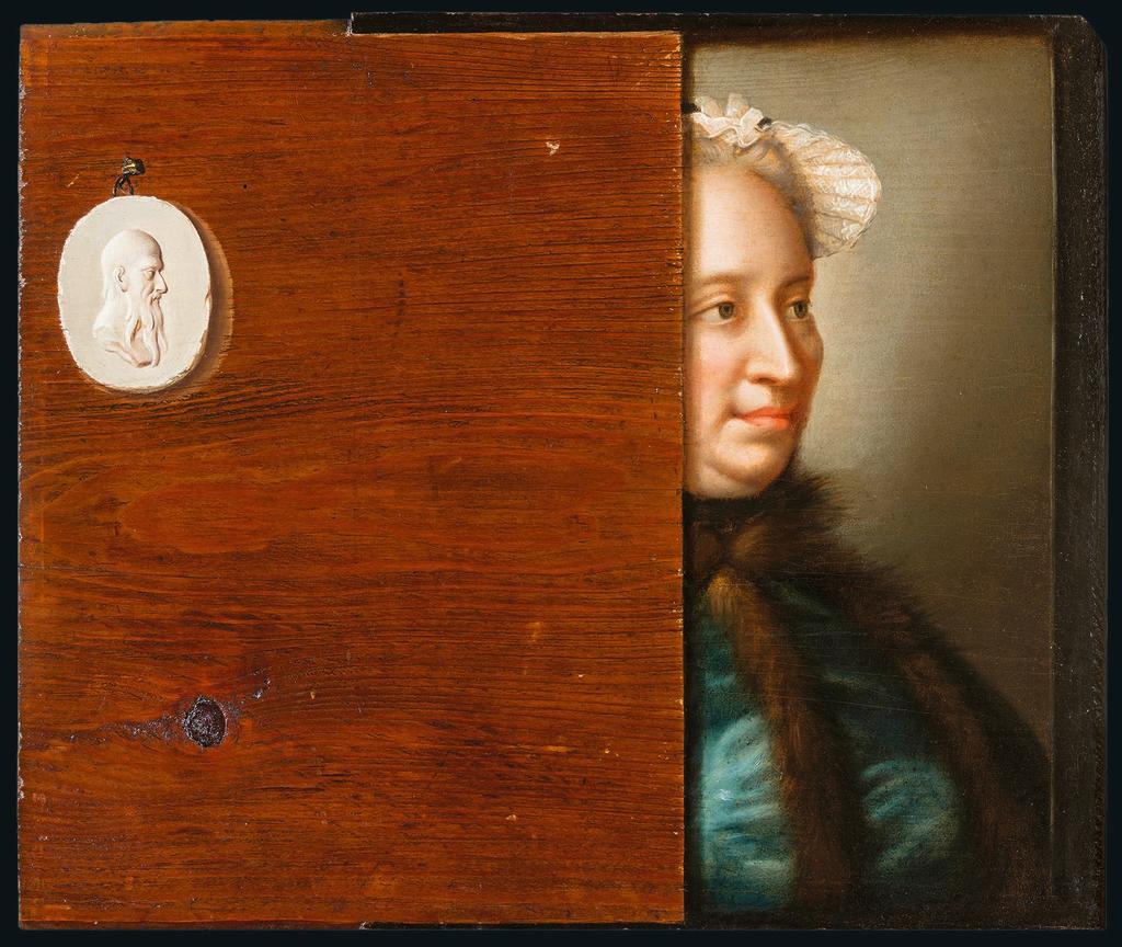 Jean-Étienne Liotard (1702-1789),Trompe-l’œil au portrait de Marie-Thérèse d’Autriche, vers 1762-1763. Huile sur panneau, 36,2 x 43,4 cm. Collection particulière.