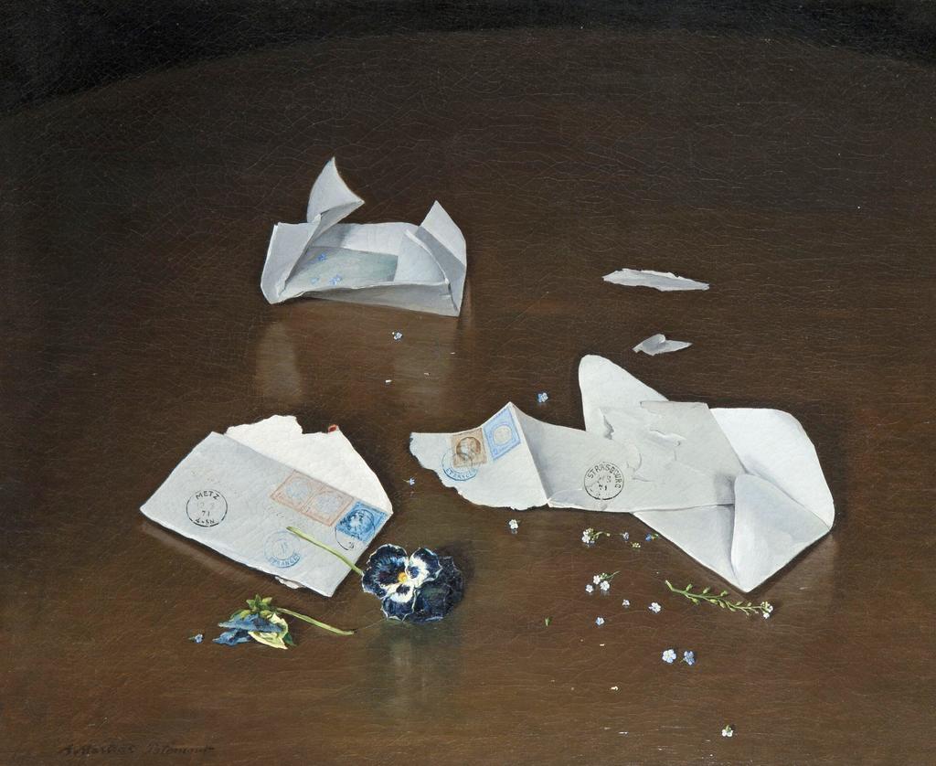 Adolphe-Martial Potémont (1828-1883), Lettres d’Alsace et de Lorraine, sans date. Huile sur toile, 49,7 x 60,9 cm. Pau, musée des Beaux-Arts.