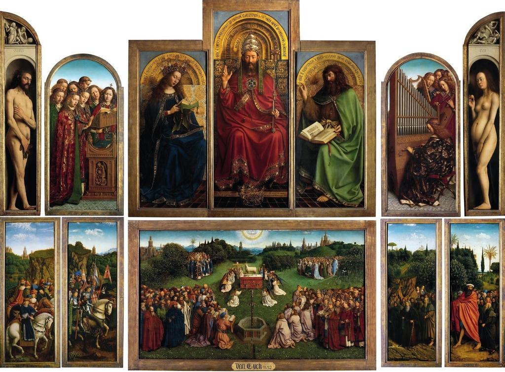 Le retable en position ouverte. Partie haute non encore restaurée.