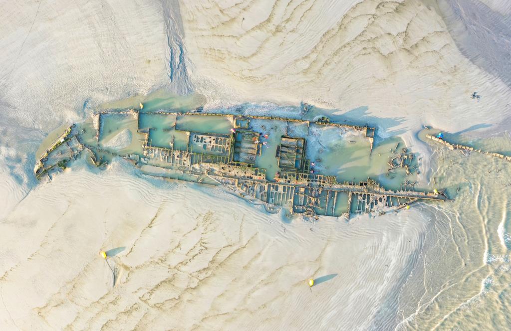 Vue au drone de l’épave du Crested Eagle.