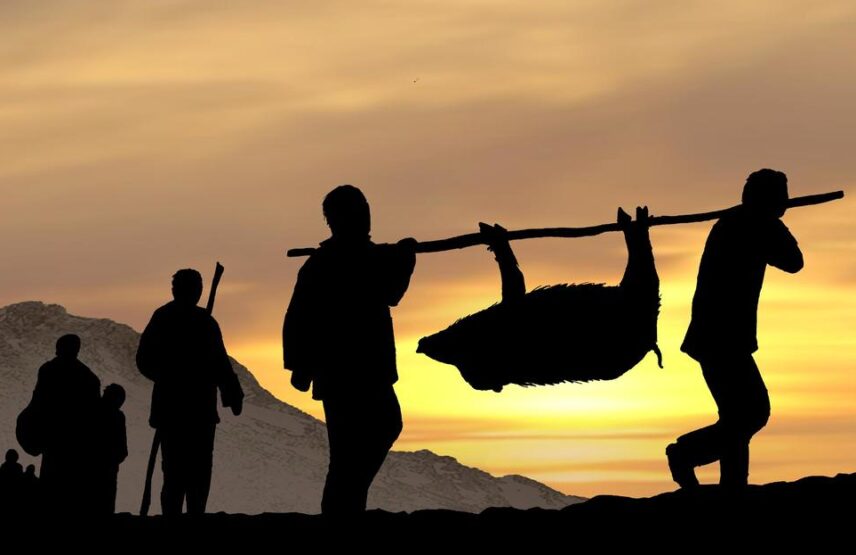 Évocation d'une chasse au sanglier.