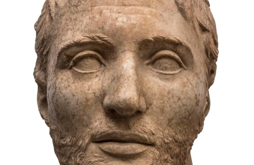 Portrait dit du « Romain mélancolique », Flamininus ? (détail), IIe siècle avant notre ère ? Marbre de Paros de la variété Chorodaki.