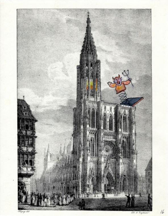 Tomi Ungerer (1931-2019), Sans titre, dessin pour Mes Cathédrales, 2006. Encres de Chine sur papier. Strasbourg, musée Tomi Ungerer – Centre International de l’Illustration.